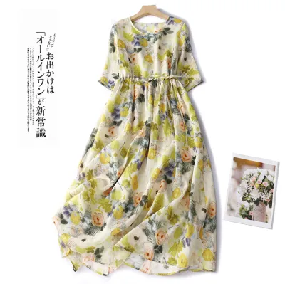 早い者勝ちです! Aライン 花柄 プリント 七分袖 ボウタイ レトロ ワンピース fashion ootd カジュアルコーデ ファッション コーディネート 今日のコーデ coordinate トレンドコーデ 着回しコーデ 大人コーデ 大人可