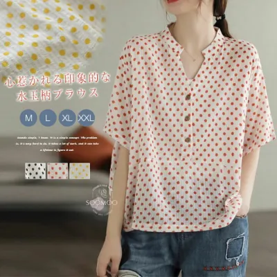 ドット柄シャツ シャツブラウス シンプル 可愛い 大人可愛い カジュアル トップス ゆったり大人ガーリー エレガント