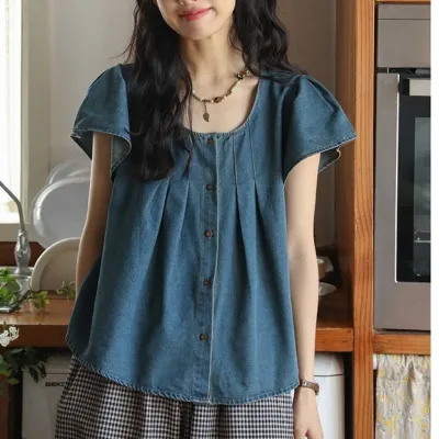 【単品注文】レトロ  気質  若く見え  新作  合わせやすい  ゆったり  デニム  夏